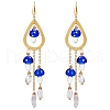 Natural Quartz Crystal Teardrop & Lampwork Mushroom Chandelier Earrings EJEW-SW00018-01-1