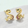 Snake Brass Micro Pave Cubic Zirconin Stud Earrings EJEW-D318-11G-3