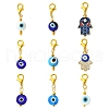 18Pcs 9 Styles Evil Eye Alloy Enamel & Handmade Lampwork Pendant Decorations HJEW-CJ00018-3