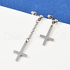 201 Stainless Steel Dangle Stud Earrings EJEW-P314-01C-P-3