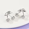 Cherry Brass Stud Earrings EJEW-F895-19P-2