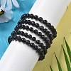 Natural Obsidian Stretch Beaded Bracelets G-A185-01A-5