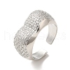 Brass Pave Cubic Zirconia  Open Cuff Rings for Women RJEW-M169-05P-3