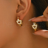 Stainless Steel Shell Half Round Design Hoop Earrings for Daily Commute QG2805-1
