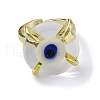 Lampwork Evil Eye Open Cuff Ring RJEW-M147-01LG-06-3