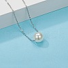 Elegant Stainless Steel 12mm Round Shell Pearl Bead Pendant Necklaces for Daily Wear DW4894-2-1