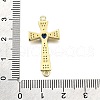 Brass Micro Pave Clear & Blue Cubic Zirconia Religion Heart Cross Connector Charms KK-Z100-22G-02-3