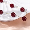 304 Stainless Steel & Round Natural Carnelian(Dyed & Heated) Link Chain Necklaces NJEW-U026-13G-2