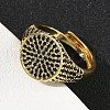 Brass Micro Pave Cubic Zirconia Cuff Rings for Women RJEW-A069-13G-5