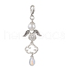 6Pcs 6 Styles Alloy Beaded & Polymer Clay Pave Rhinestone Beaded & Glass Beaded Pendant Decoration HJEW-JM03069-3