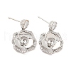 Flower Shape Brass Micro Pave Cubic Zirconia Dangle Stud Earring Findings EJEW-P237-02P-1