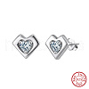 925 Sterling Silver Heart Stud Earrings EJEW-C146-04P-2