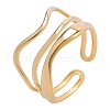 Fashionable Stainless Steel Wave Open Cuff Rings for Men and Women QA9827-2-1