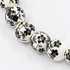 Handmade Printed Porcelain Round Beads Strands PORC-L004-6mm-07-1