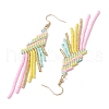 Nuggets Glass Seed Beaded Tassel Dangle Earrings EJEW-MZ00434-6