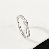 925 Sterling Silver Micro Pave Clear Cubic Zirconia Adjustable Finger Rings for Women RJEW-G351-01P-2