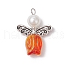Transparent Glass Beads with Alloy Beads and ABS Plastic Imitation Pearl Round Beads and 304 Stainless Steel Flat Head Pins Pendants PALLOY-JF03621-3