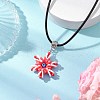 Glass Seed Beads & Polymer Clay & Evil Eye Lampwork Snowflake Pendant Necklaces NJEW-MZ00102-04-1