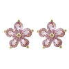 Brass Pave Cubic Zirconia Stud Earrings for Women EJEW-F363-04G-2