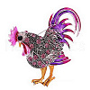 Rhinestone Rooster Brooch Pin ZODI-PW0001-123C-1