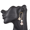 304 Stainless Steel Glass Flower Dangle Stud Earrings EJEW-JE06481-03-3