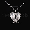 Heart Wing Brass Clear Cubic Zirconia Pendant Necklaces for Women FS-WGF93AE-01-3