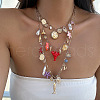 Summer Beach Alloy & Imitation Pearl Fish Starfish Lobster Colorful Pendant Multi Layered Necklaces for Women FS-WG8B7EE-10-1