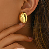 Stylish Oval with Cross Pattern Stainless Steel Stud Earrings EK8654-3