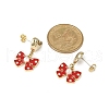 Heart with Bowknot Alloy Enamel Dangle Stud Earrings EJEW-JE06355-5