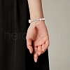 Natural Rose Quartz Heart Beaded Bracelet with Alloy Flower Clasps for Women BJEW-TA00248-6