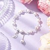 Shell Pearl & Glass Round Beaded Bracelets BJEW-JB11857-02-1
