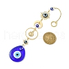 Blue Teardrop with Evil Eye Lampwork Pendant Decorations HJEW-JM01564-2