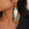 Bohemian Style Handmade Beaded Rhombus Tassel Dangle Earrings DI0122-4