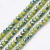 Electroplate Opaque Solid Color Crystal Glass Beads Strands EGLA-S171-01B-02-1