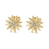 Star Brass Micro Pave Clear Cubic Zirconia Stud Earrings EJEW-D305-14G-3