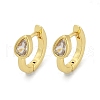 Teardrop Brass Micro Pave Clear Cubic Zirconia Hoop Earrings EJEW-D311-132G-4