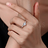 Rhodium Plated 925 Sterling Silver Micro Pave Moissanite Finger Rings WG38657-02-2
