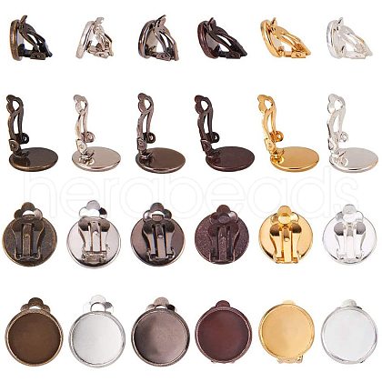 Brass Clip-on Earring Settings KK-PH0035-28-1