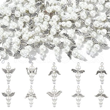 60Pcs 10 Style Acrylic Alloy Pendants PALLOY-CJ00047-1