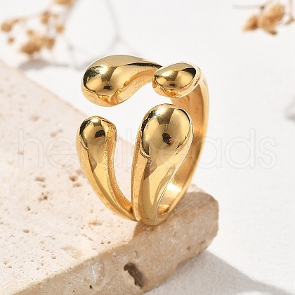 304 Stainless Steel Teardrop Cuff Rings RJEW-Q012-04G-1