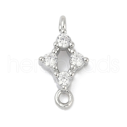 Brass Micro Pave Clear Cubic Zirconia Connector Charms KK-Z094-08P-02-1