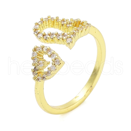 Brass Micro Pave Clear Cubic Zirconia Open Cuff Rings for Women RJEW-Z072-01B-1