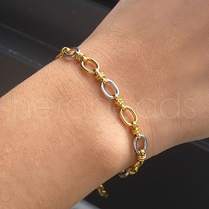 304 Stainless Steel Cable Chain Bracelets for Women BJEW-K279-04GP-1
