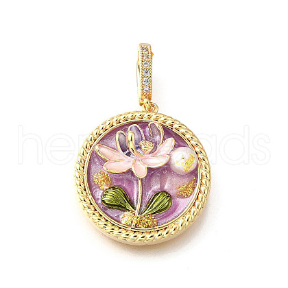 Brass Micro Pave Cubic Zirconia & Enamel Pendants KK-R222-11G-03-1