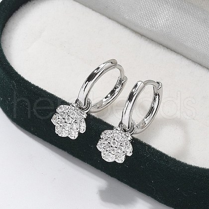 Brass Clear Cubic Zirconia Hoop Earrings EJEW-Q014-06P-1