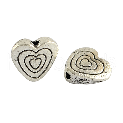 Tibetan Style Alloy Heart Beads X-TIBEB-1267-AS-LF-1
