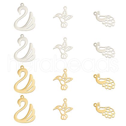 DICOSMETIC 24Pcs 6 Style 201 Stainless Steel Charms STAS-DC0008-61-1