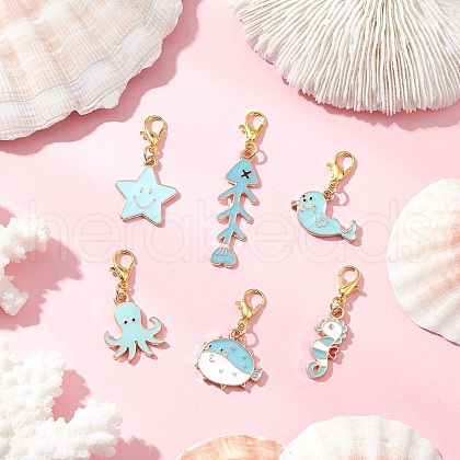 Alloy Enamel Pendant Decorations HJEW-JM03296-1