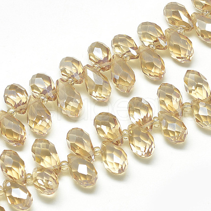 Electroplate Glass Beads Strands EGLA-S142-6x12mm-03-1