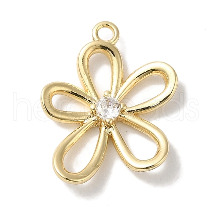 Brass Micro Pave Clear Cubic Zirconia Pendants KK-U013-02G-1